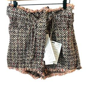 NWT IRO Paris tweed short sash high-waist, Vany frayed bouclé tweed.